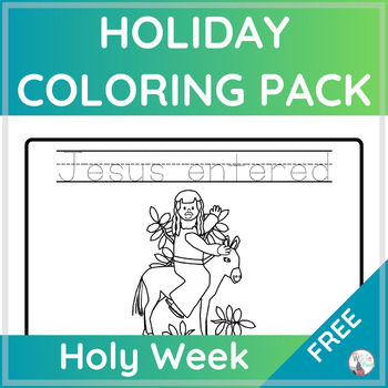 Preview of Holy Week Easter Story Coloring Pages with Traceable Text Free Pack Sequencing