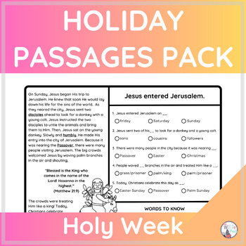 Preview of Holy Week {Easter} Informational Text and Comprehension Checks