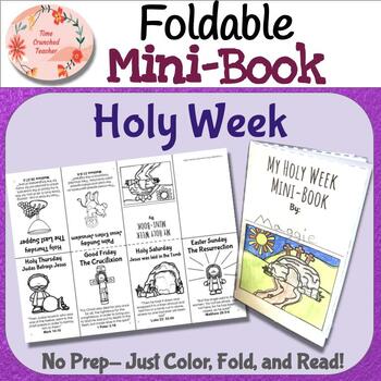 Preview of Holy Week Mini Book NO PREP- Color, Fold, and Read!