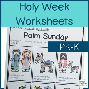 Preview of Holy Week Activities Bible Lesson Worksheets for Preschool and Kindergarten