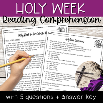 Preview of Holy Week Reading Comprehension: Catholic Lent and Easter Lesson