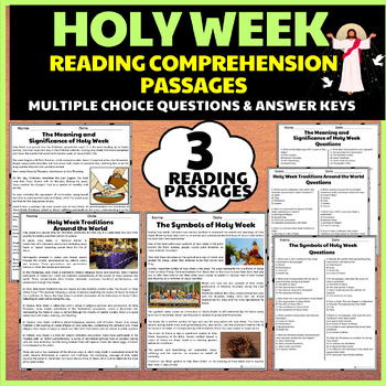 Preview of Holy Week Reading Comprehension Passages Multiple Choice Questions Easter