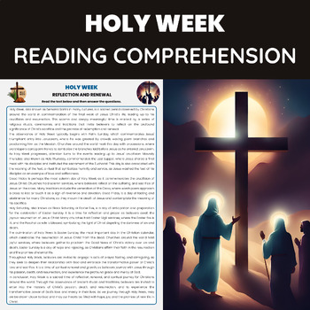Preview of Holy Week Reading Comprehension Worksheet | Easter Vigil and Holy Week