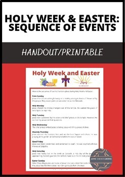 Preview of Holy Week and Easter: Handout/Easter/Good Friday/Maundy Thursday