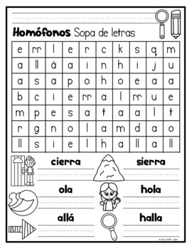 Homófonos Sopa de letras by La Maestra Pati Bilingue | TPT
