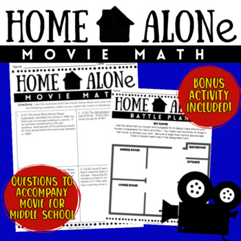 Preview of Home Alone Christmas Movie Math Activity Middle School Math Questions