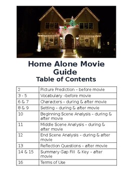Preview of Home Alone Movie Guide Middle & High School No Prep Emergency Sub Packet