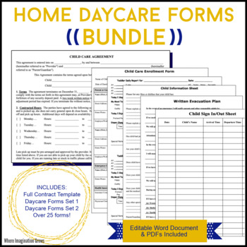 Preview of Home Daycare Forms & Contract Template Bundle