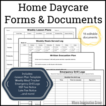 Preview of Home Daycare Forms and Records Pack [Set 2]