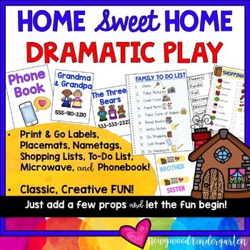 Preview of Home Dramatic Play Center ... Phone Book, Lists , Labels , Name Tags, Placemats