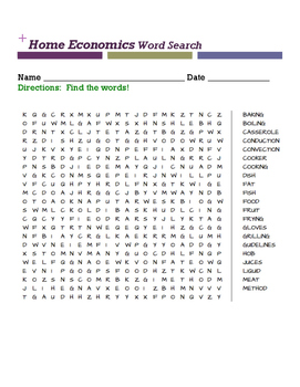 Home Economics Word Search by Orrin Curtis | Teachers Pay ...