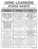 Home Learning Choice Board - Editable