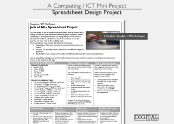 Preview of Home Learning ICT Computer Science Spreadsheet Project