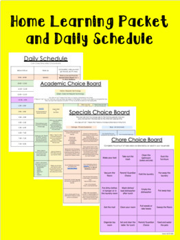 Preview of Home/ Remote Learning Packet and Daily Schedule (Editable)