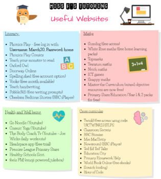Preview of Home Learning Useful Websites