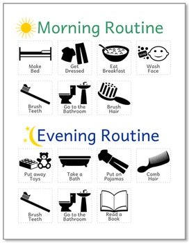 Preview of Home Morning and Evening Routine Chart Autism