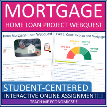 Preview of Home Mortgage Loan Personal Finance Project High School Economics Webquest