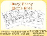 Super Easy & Informative Home Note - Spanish and English