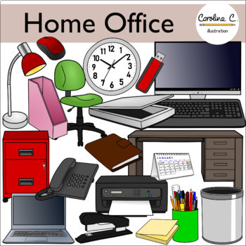 Home Office Clip Art by Caroline C Illustration | TPT