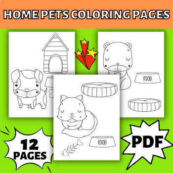 Home Pets Coloring Pages for Preschool | Kindergarten | First | Second ...