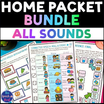 Preview of Articulation Home Packet ALL SOUNDS Bundle Home Practice Program Speech Therapy