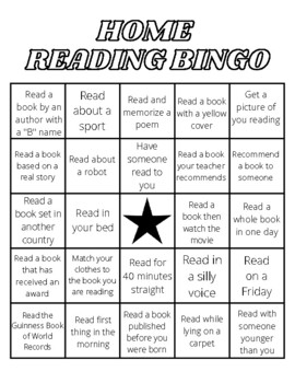 Home Reading Bingo by Lauren Bee | TPT