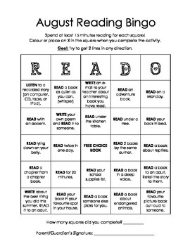 Home Reading Bingo - READO by Krista Jane | Teachers Pay Teachers