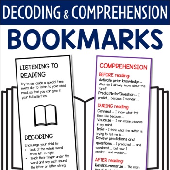 Preview of Home Reading Bookmarks - Decoding & Comprehension Reading Strategies for Parents