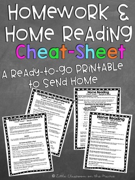 Preview of Home-Reading and Homework Cheat-Sheet {for parents & guardians}