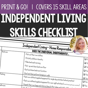 Preview of Home Responsibility Checklist Independent Living Life Skills Special Education