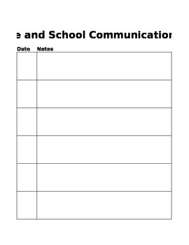 Preview of Home & School Communication Log