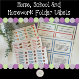 Home-School-Homework Folder Labels