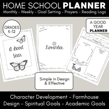 Preview of Home School Planner: Prayer Journal, Lesson Planning, Reflections, Christian