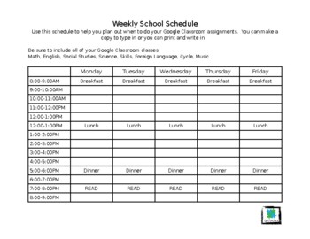 Preview of Home School Schedule