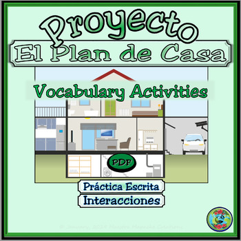 Preview of House and Home Topic Blueprint Vocabulary Project - El plan de casa