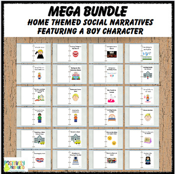 Preview of Home Themed Social Narrative Mega Bundle - featuring a boy character