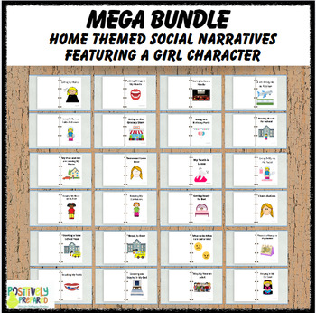 Preview of Home Themed Social Narrative Mega Bundle - featuring a girl character