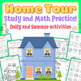 Preview of Home Tour Study and Math Practice | Mystery Coloring images | Summer activities
