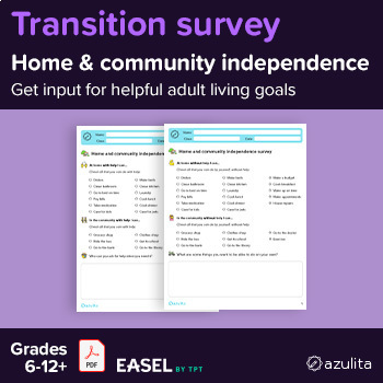 Preview of Home and Community Independence Transition Survey — PDF & Easel
