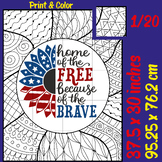 Home of the Free Because of the Brave Coloring Poster Art,