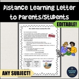 Distance Learning Letter to Parents and Students EDITABLE