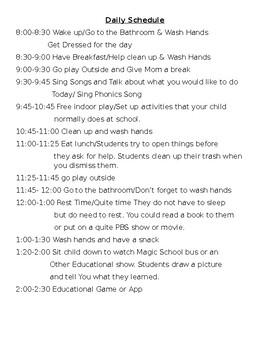 Home school Preschool Schedule by MissEInspire | TPT
