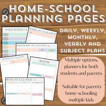 Preview of Home school planning pages - Daily, weekly, monthly, yearly and subject plans