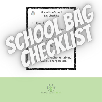 Preview of Home time school bag Checklist