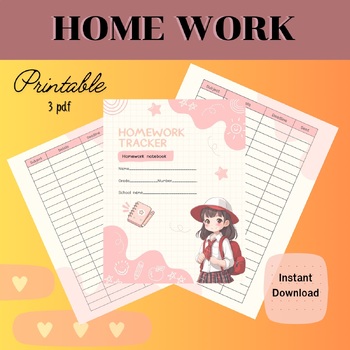 Preview of Home work Tracker, Editable Homework Planner | Printable, Digital | Student Plan