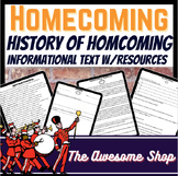 Homecoming History W/Worksheets & Spirit Theme Ideas & Bra