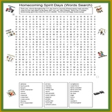 Homecoming Spirit Days (Word Search)