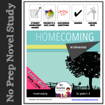 Preview of Novel Study: Homecoming by Cynthia Voigt w/ PARCC-style Qs (Print + DIGITAL)
