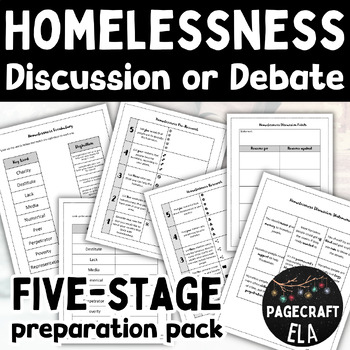 Preview of Homelessness Discussion Prep Pack | Guided Planning | Research and Debates