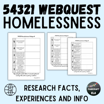 Preview of Homelessness Webquest Guided Research using 54321 Process (Differentiated)